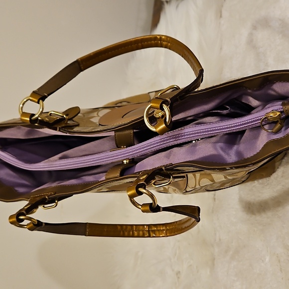 Coach Carly Patchwork Embossed Metallic Tote. Like New - Picture 9 of 13